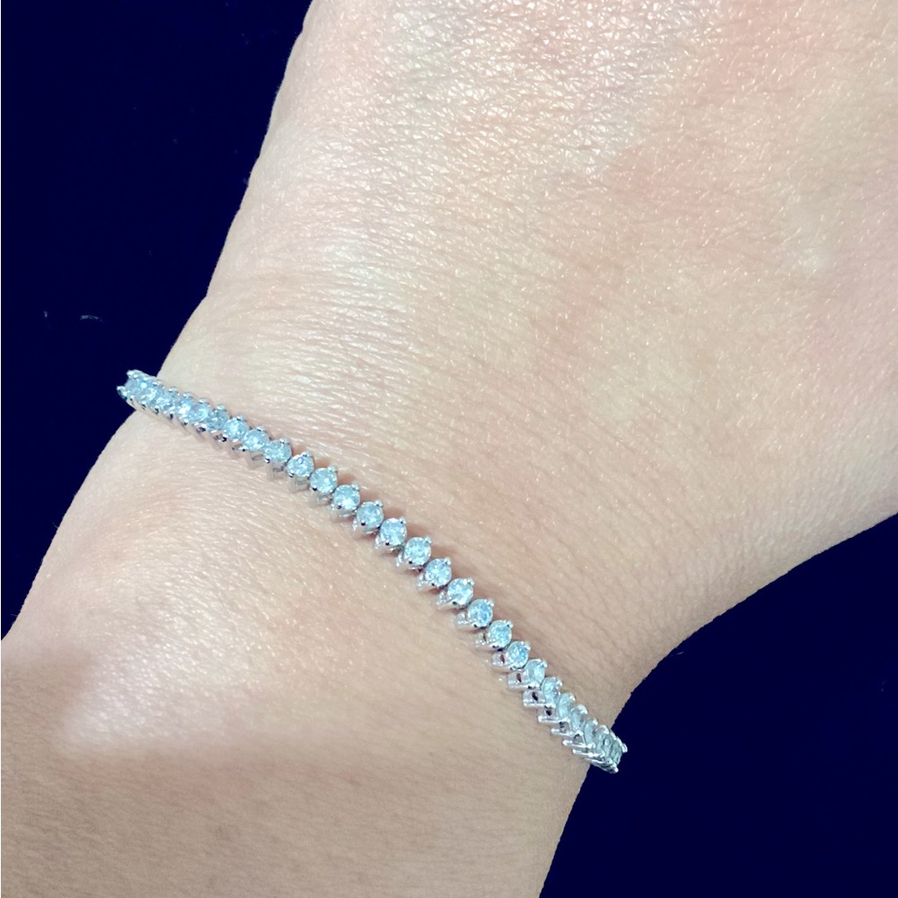 Certified Platinum 850 3 Carats Natural Diamond Tennis Bracelet